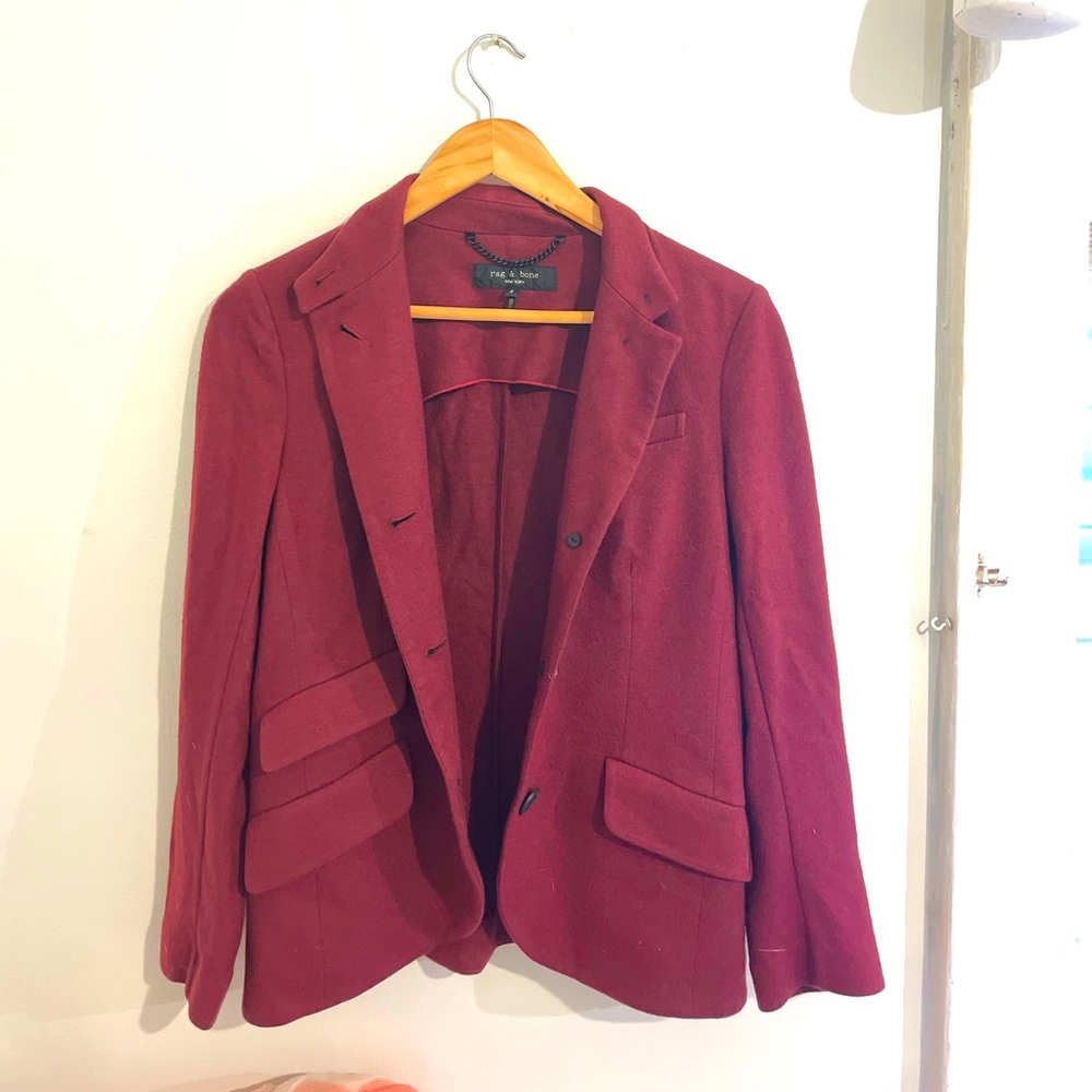 Rag & Bone, Burgundy Lightweight Blazor in size 2